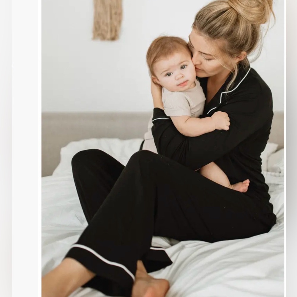Kindred Bravely Black Pajama Set with White Trim